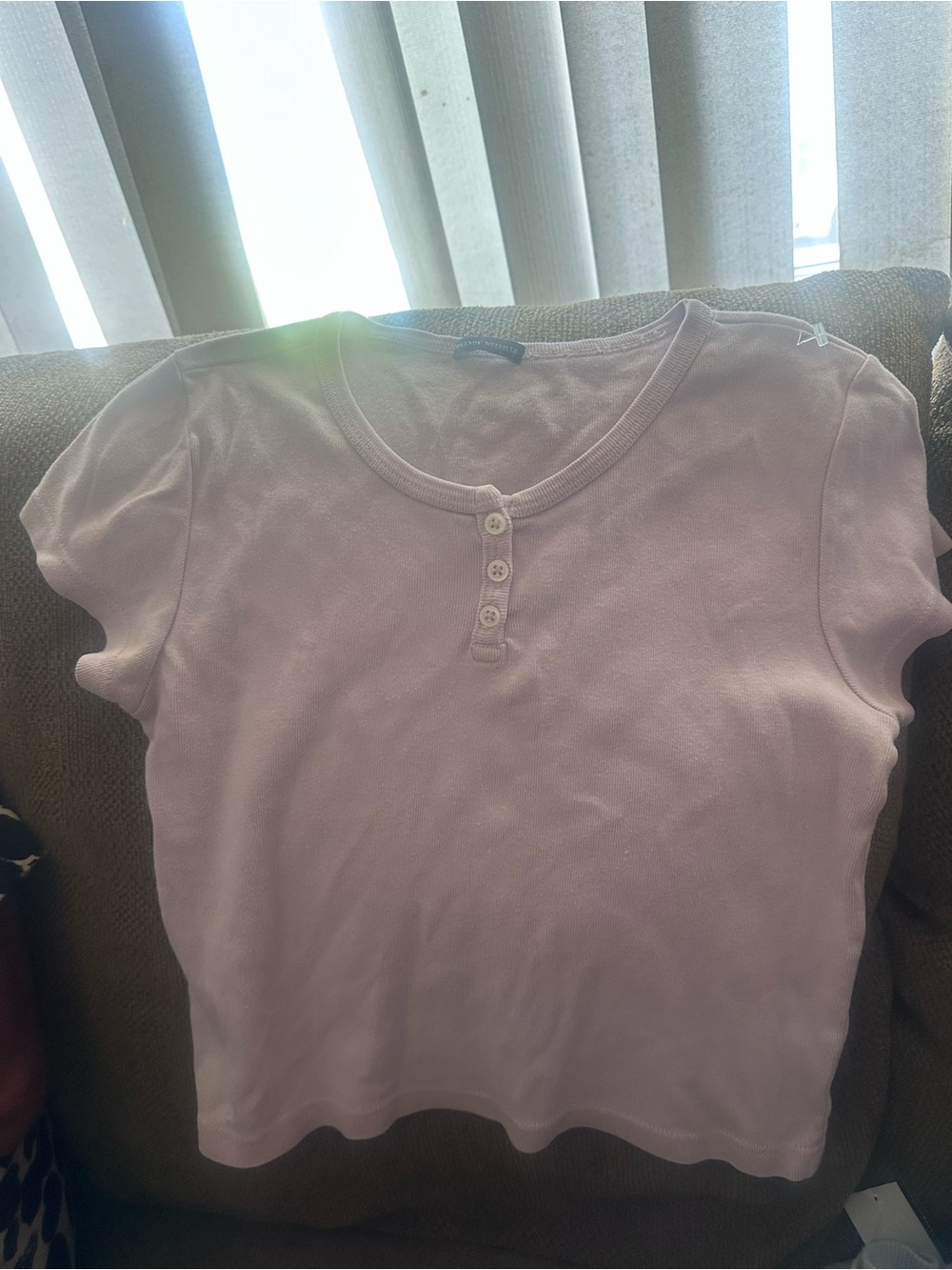 Rare older Brandy Melville Light Lavender Short Sleeve Henley Tee